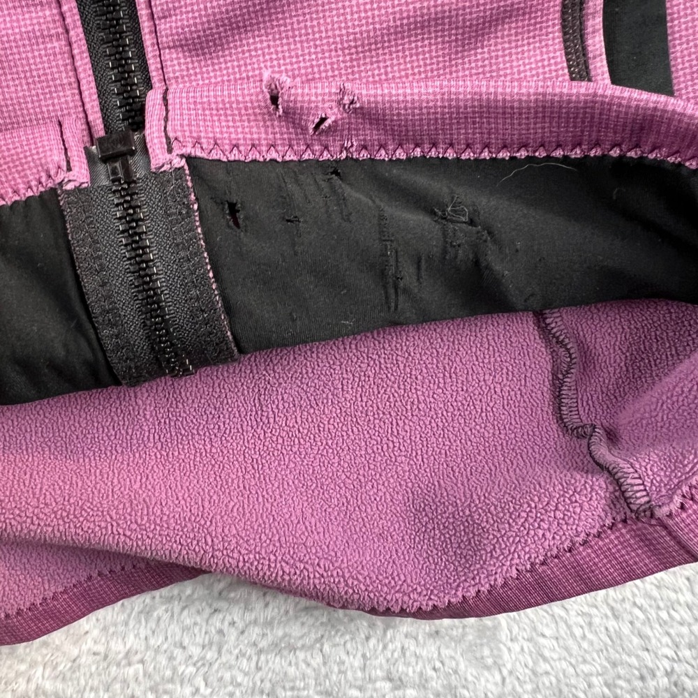 Melanzana Full Zip Grid Fleece Hoodie Purple Olive Womens S READ - Picture 7 of 12